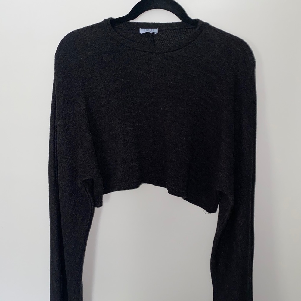 Cropped TOBI sweater with bell sleeves